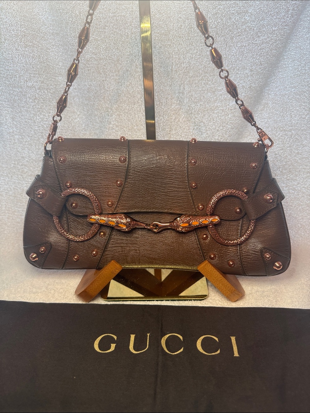 Rare Gucci Serpent Head Horsebit Clutch